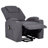 Louie Power Lift Recliner with Heat & Massage - Dark Grey Chenille with Cup Holders – view 7
