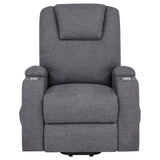 Louie Power Lift Recliner with Heat & Massage - Dark Grey Chenille with Cup Holders – view 8