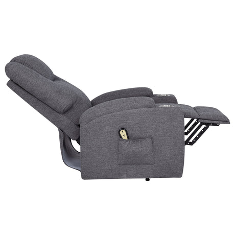 Louie Power Lift Recliner with Heat & Massage - Dark Grey Chenille with Cup Holders – view 10