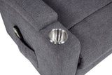 Louie Power Lift Recliner with Heat & Massage - Dark Grey Chenille with Cup Holders – view 11