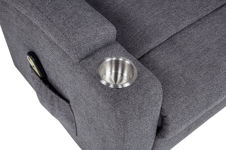 Louie Power Lift Recliner with Heat & Massage - Dark Grey Chenille with Cup Holders – view 11