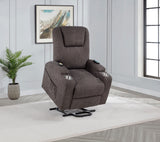 Louie Power Lift Recliner with Heat & Massage - Brown Chenille with Cup Holders & Side Pockets – view 4