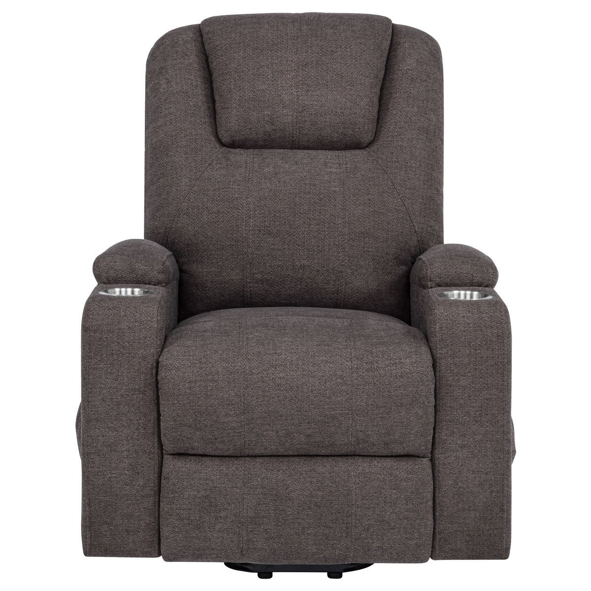 Louie Power Lift Recliner with Heat & Massage - Brown Chenille with Cup Holders & Side Pockets – view 8