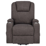 Louie Power Lift Recliner with Heat & Massage - Brown Chenille with Cup Holders & Side Pockets – view 8