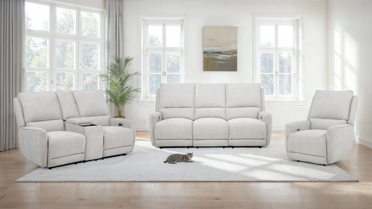 Sylmar Power Reclining Sofa, Loveseat & Recliner - 3pcs- Sofa + Loveseat + Recliner