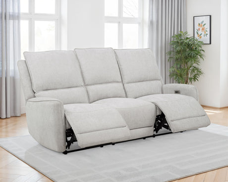 Sylmar Power Reclining Sofa, Loveseat & Recliner - Dove Grey Chenille with Push-Button Recline – view 9