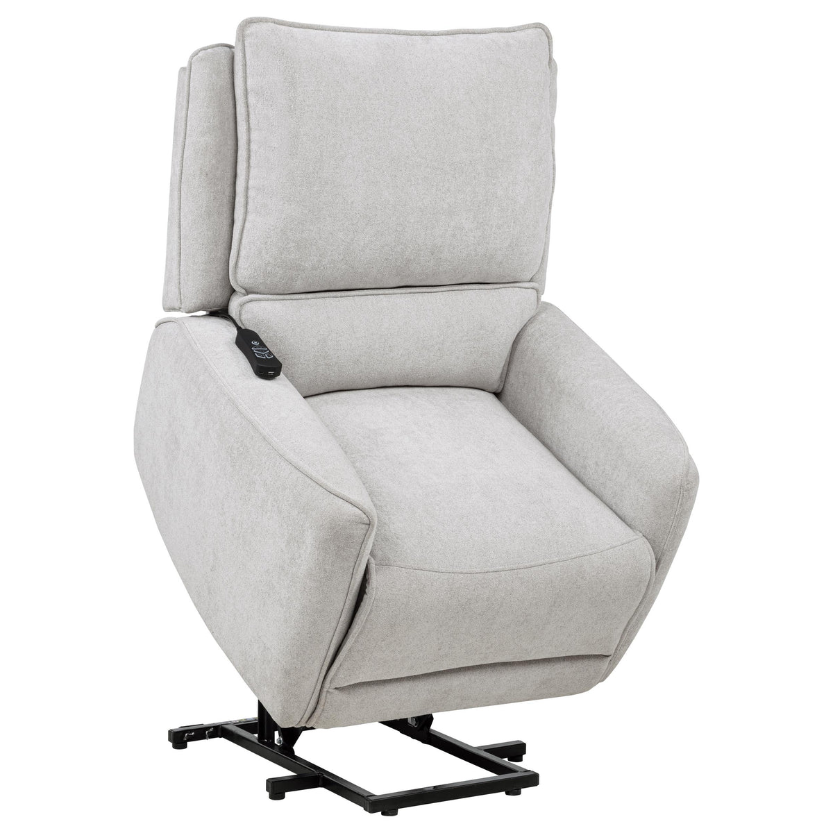 Sylmar Dual Power Lift Recliner - Adjustable Headrest, USB-A & USB-C in Dove Grey Chenille – view 5