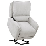 Sylmar Dual Power Lift Recliner - Adjustable Headrest, USB-A & USB-C in Dove Grey Chenille – view 5