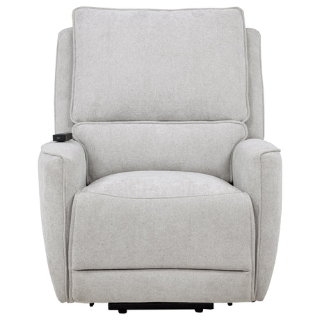 Sylmar Dual Power Lift Recliner - Adjustable Headrest, USB-A & USB-C in Dove Grey Chenille – view 6