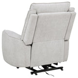 Sylmar Dual Power Lift Recliner - Adjustable Headrest, USB-A & USB-C in Dove Grey Chenille – view 7