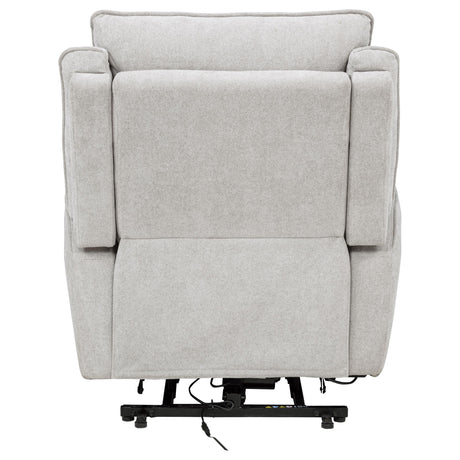 Sylmar Dual Power Lift Recliner - Adjustable Headrest, USB-A & USB-C in Dove Grey Chenille – view 8