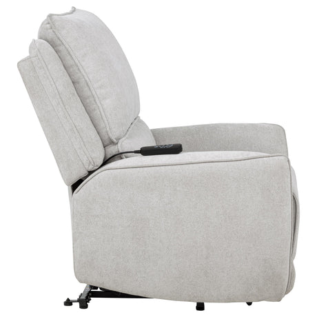 Sylmar Dual Power Lift Recliner - Adjustable Headrest, USB-A & USB-C in Dove Grey Chenille – view 9