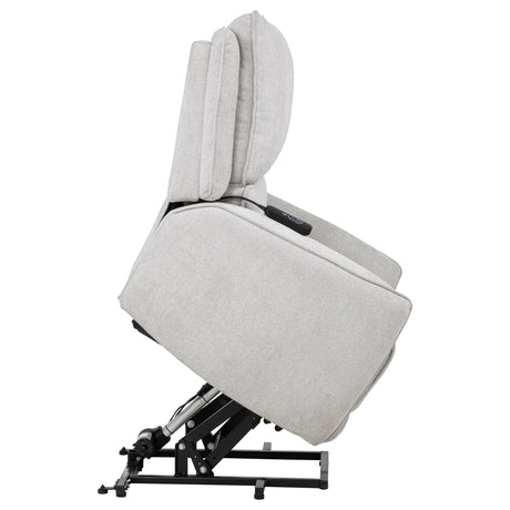 Sylmar Dual Power Lift Recliner - Adjustable Headrest, USB-A & USB-C in Dove Grey Chenille – view 12
