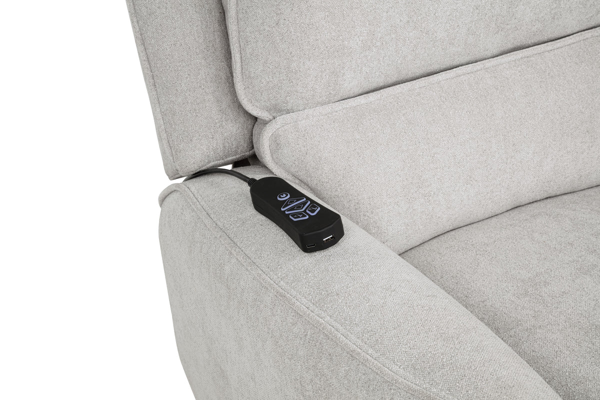 Sylmar Dual Power Lift Recliner - Adjustable Headrest, USB-A & USB-C in Dove Grey Chenille – view 13