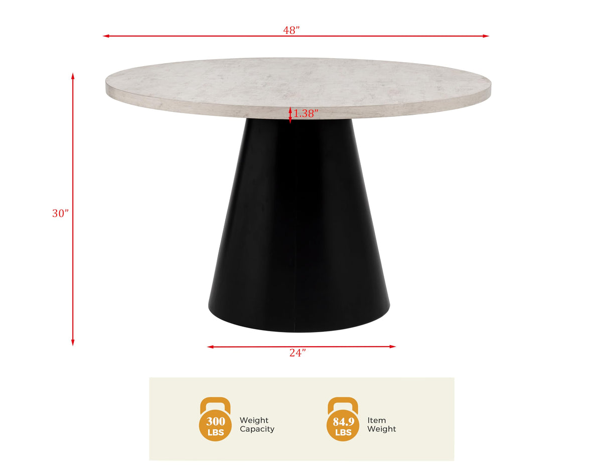 Timaro 5-Piece Round Transitional Dining Set, Wood Grain Finish in Gray/Black - side view
