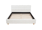 Ctalon Queen Fleece Upholstered Bed Frame, Low Profile in Cream - detail view
