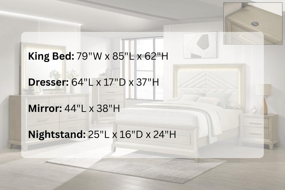 Dove Rustic Beige Bedroom Set — Queen & King — product view 6