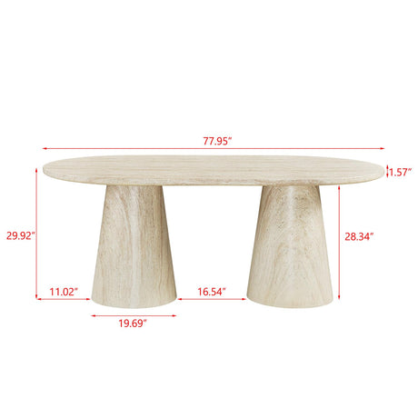 Vyn 78" Modern Oval Dining Table Concrete Tavertine Finish - side view