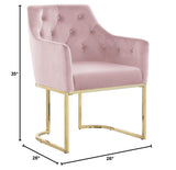 Lilia Modern Tufted Accent Chair with Gold Legs in Pink - side view