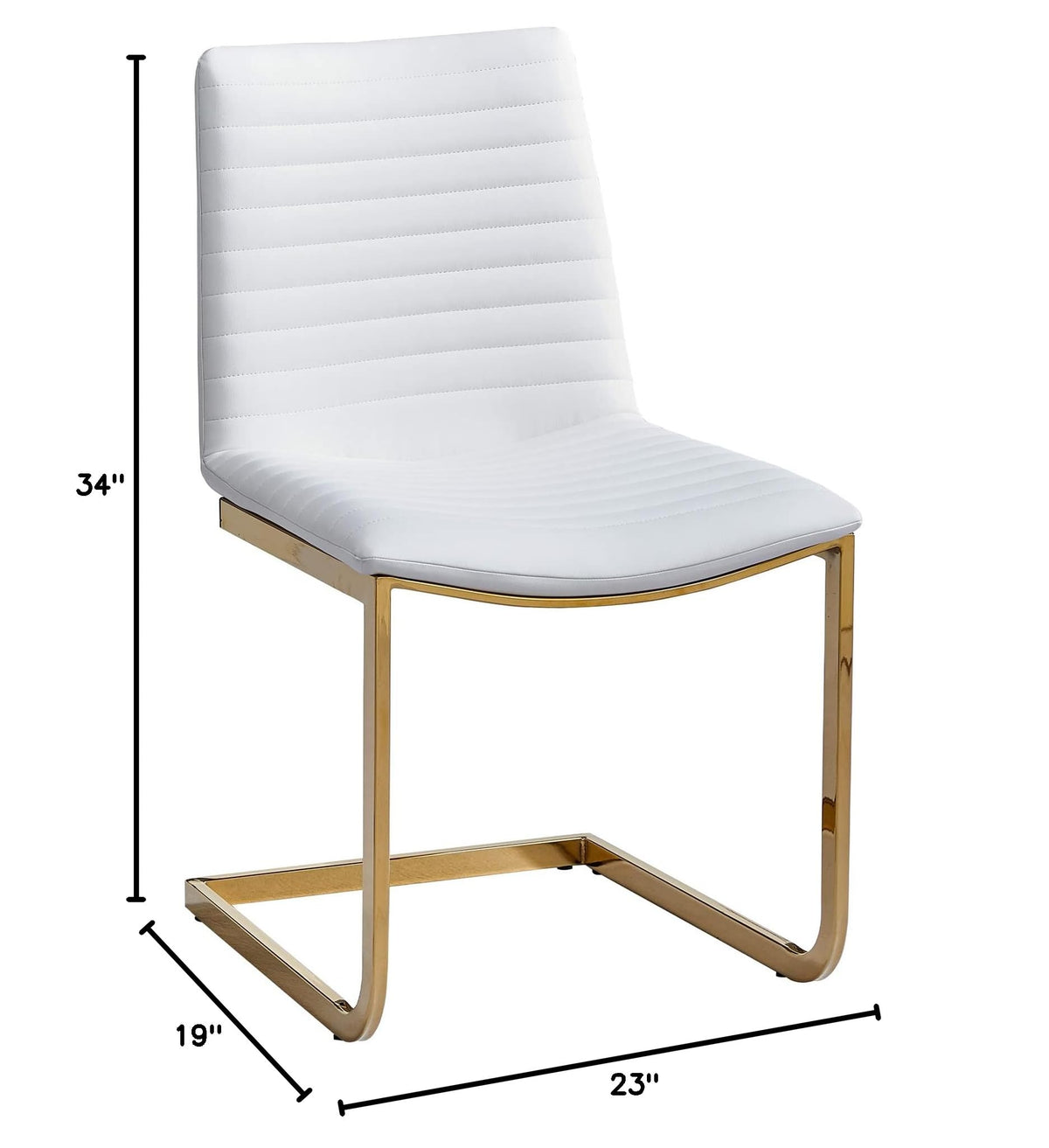 Blanca Contemporary Dining Chair with Gold Legs - side view