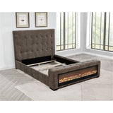 Umeria Modern Bed Frame (Queen/Gray Chenille) - detail view