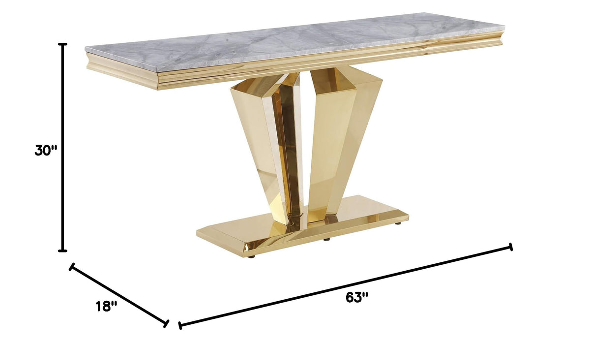 Chihiro Sofa Table in Gold - side view
