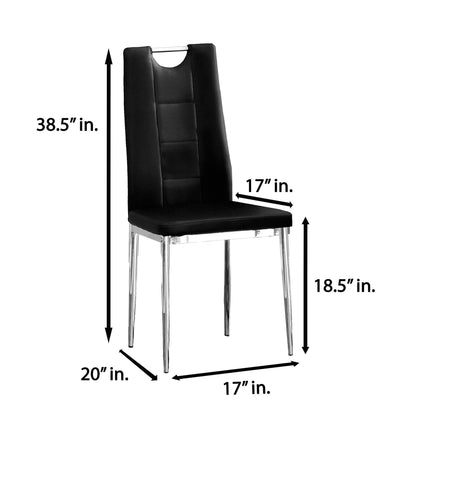 Trevi Faux Leather Armless Dining Chairs with Padded Cushion Seat - side view