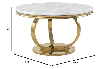 Lexington Round 44" Faux Marble Top Dining Table - side view