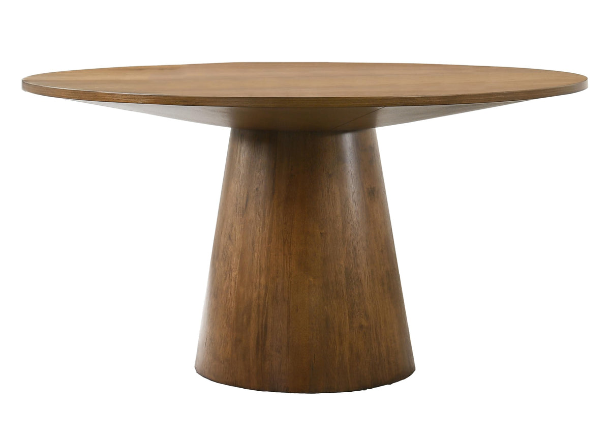Terra 59" Transitional Round Dining Table with Pedestal Base in Walnut