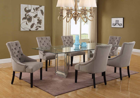 Nicolette 72" Solid Wood Dining Table in Mirrored Silver - detail view