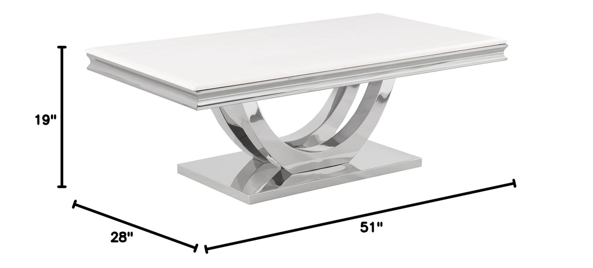 Trinidad Coffee Table in Silver - side view