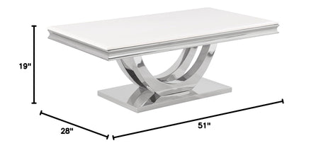 Trinidad Coffee Table in Silver - side view
