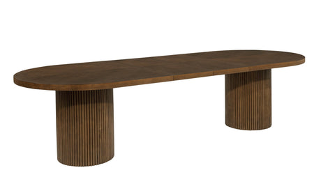 Dobby 90"-123" Extendable Oval Wooden Dining Table in Brown - side view