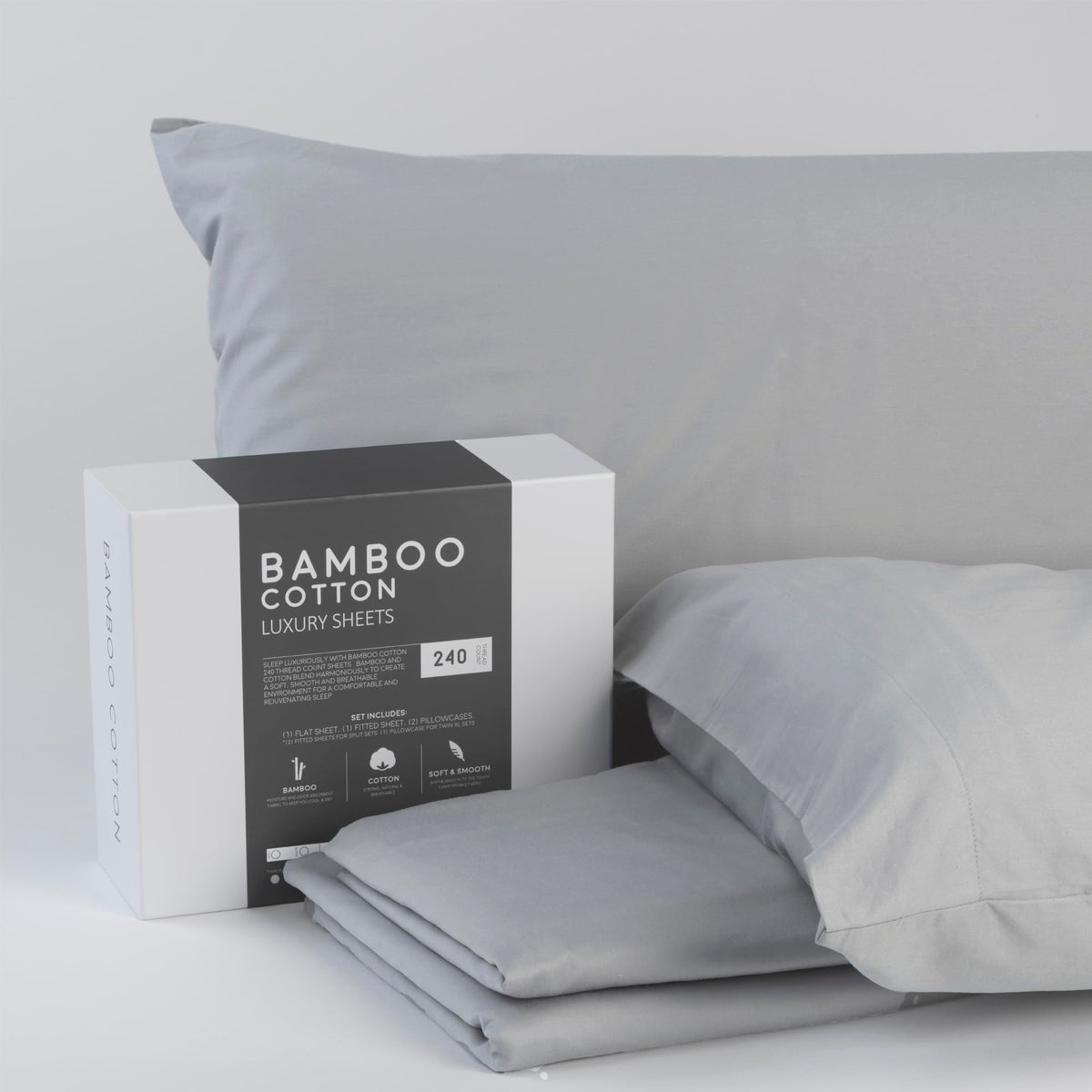 Bamboo Cotton Sheet Set for Adjustable Beds - 240 Thread Count, 18" Deep Pockets – image 1