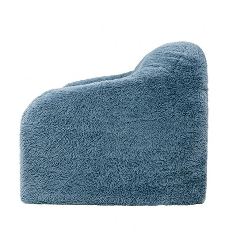 Vander Boneless Barrel Accent Chair in Ocean Blue Faux Fur – view 4