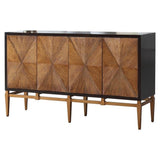Modern Wood Kitchen Cabinet/Sideboard in Antique Brown/Gold