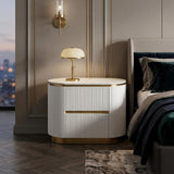Trandell 22" High Modern Glam Faux Marble Top Nightstand - side view
