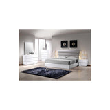 5-Piece Florence White Lacquer and Gray Leather Headboard Bed Set, California King - front view