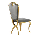 Leona Contemporary Velvet Royal Dining Chair with X-Shaped Gold Legs - detail view