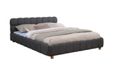 Ctoria Queen Burlap Bed Frame with 30" Curved Block-Style Headboard, Low Profile in Grey