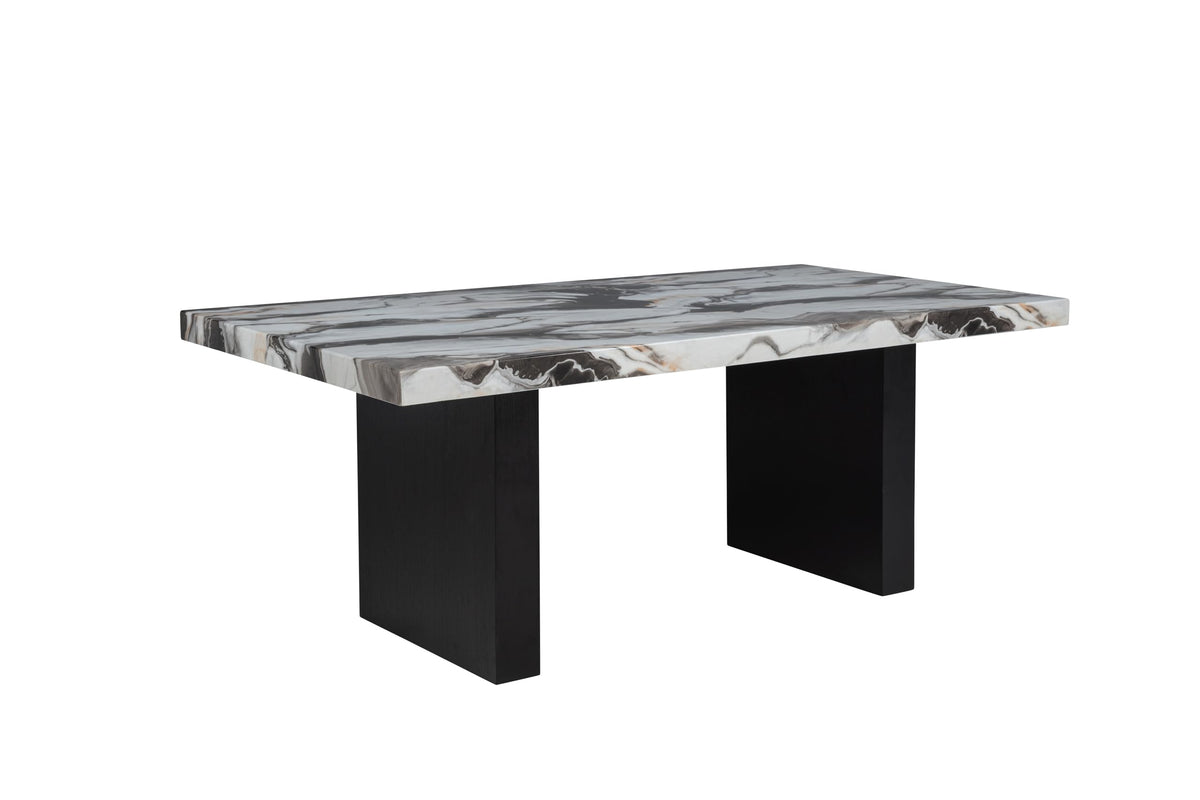 Sheridan 78" Transitional Rectangle Charcoal Lava Top Dining Table