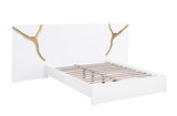 Trevello Modern Lacquered High Gloss California King Bed Frame, Expansive Headboard with Optional Connected Ear Pieces…