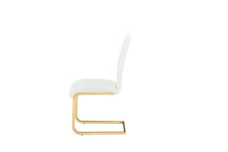 5 Pcs Gold Finish Dining Set in White - angle view