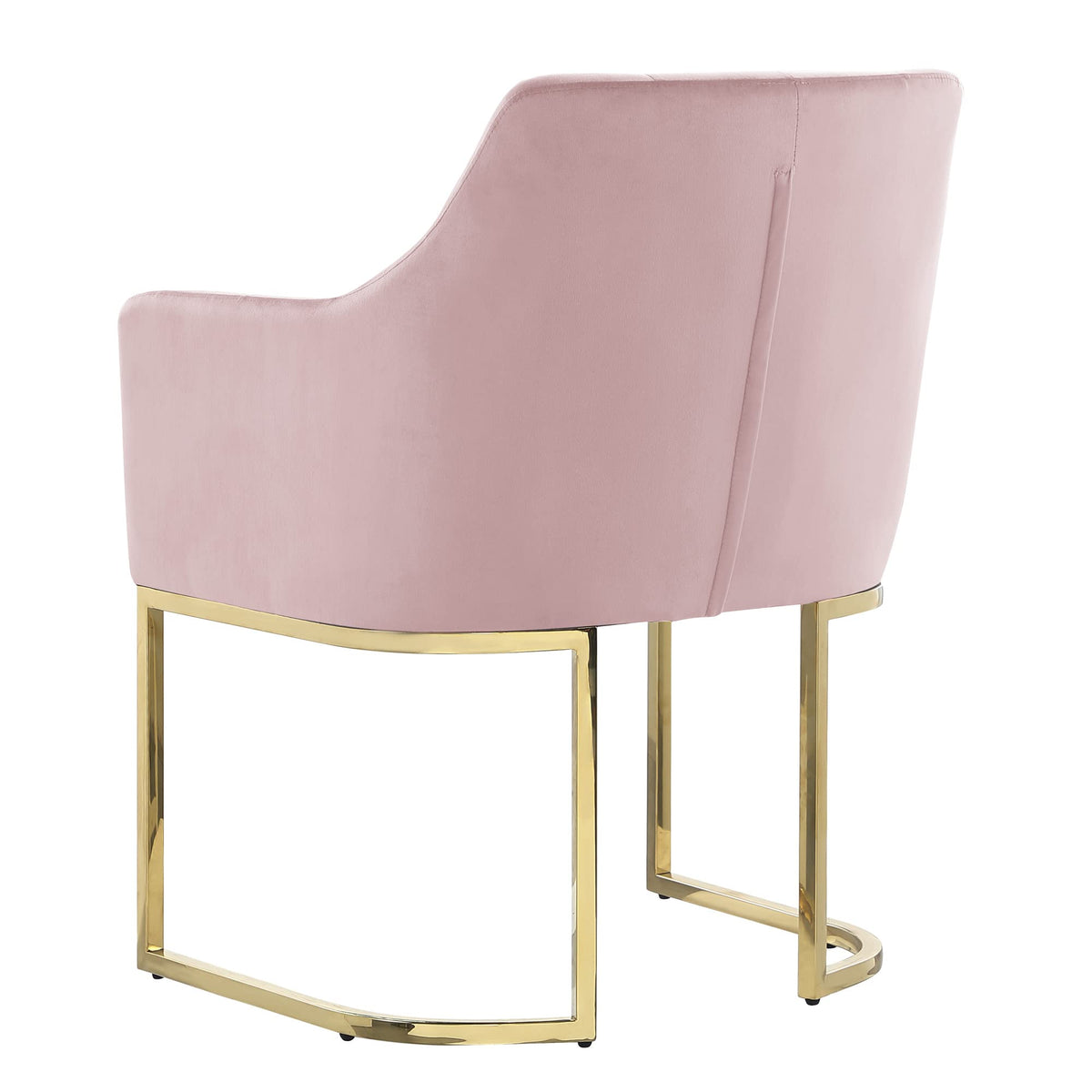 Lilia Modern Tufted Accent Chair with Gold Legs in Pink - angle view