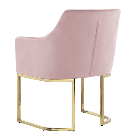 Lilia Modern Tufted Accent Chair with Gold Legs in Pink - angle view