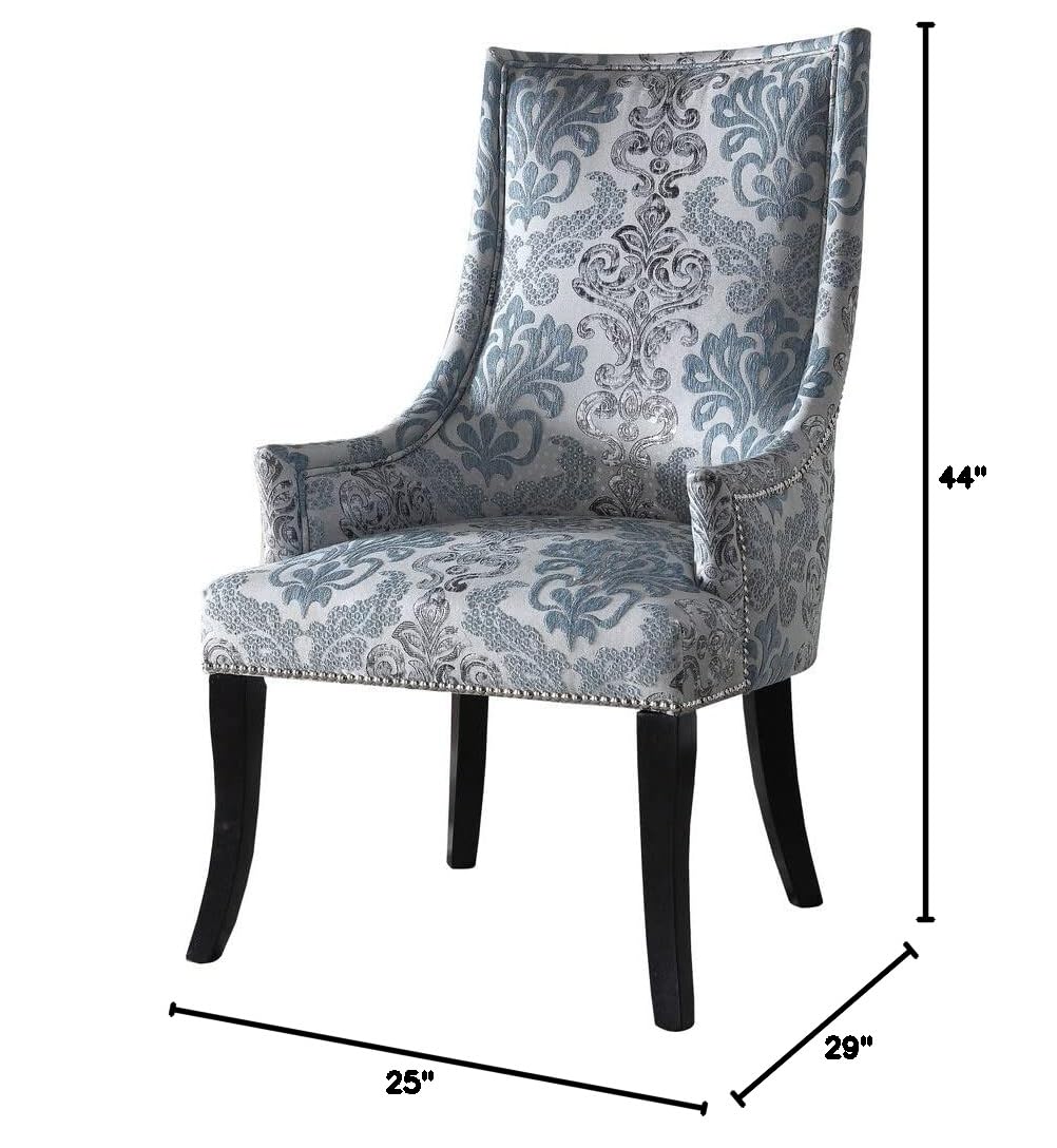 Audrey Damask Fabric Accent Chair in Multicolored - close-up