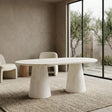 Vyn 78" Modern Oval Dining Table Concrete Tavertine Finish - front view