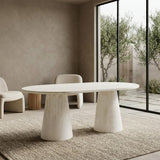 Vyn 78" Modern Oval Dining Table Concrete Tavertine Finish - front view