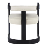 Bjorn Mid-Century Modern Wooden Dining Faux Leather Cushions, 1 Chair in Cream With Black Legs - room setting