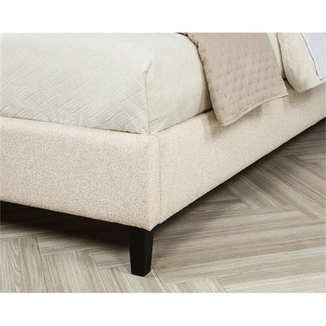 Tlerae Modern Upholstered Bed Frame (Eastern King/Oat) in Oatmeal - angle view